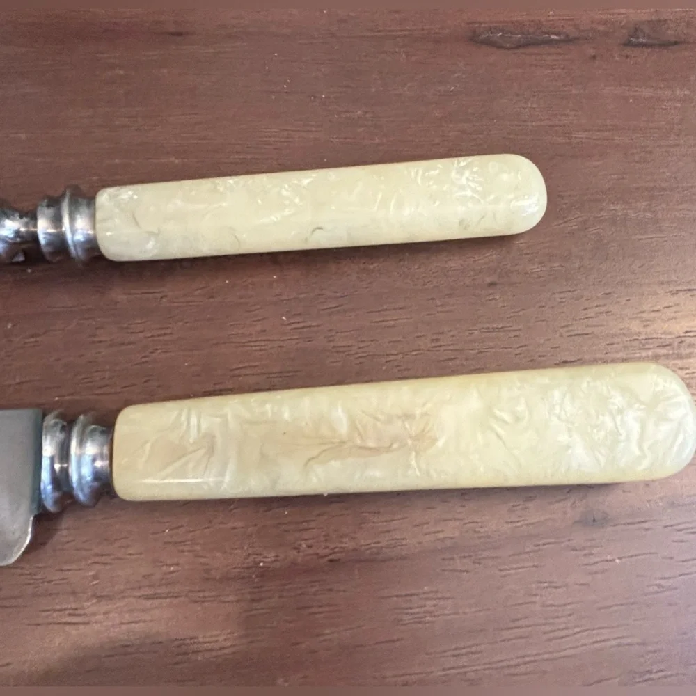 Vintage Carving Set Bakelite Handles Stainless‎ Steel Sheffield Knife Fork Stand